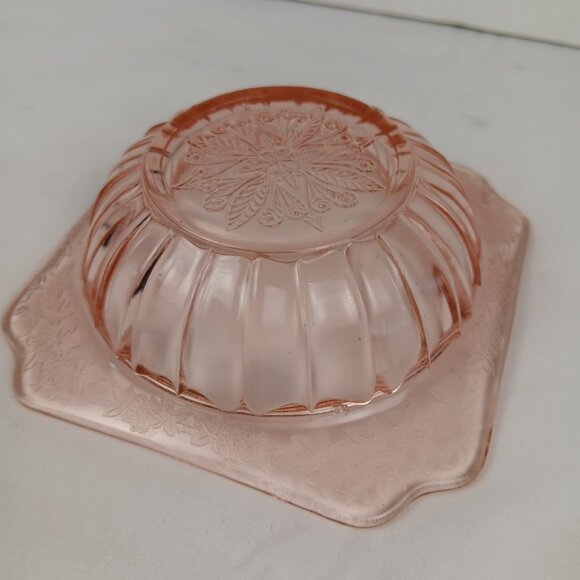 Vintage Jeanette Glass Adam Pattern Pink Small Dessert Bowl 4 3/4" - Picture 5 of 7